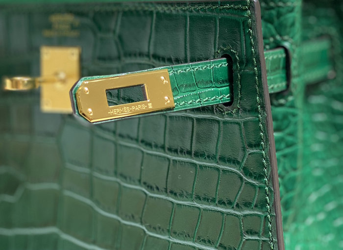 Hemres Kelly 20 Croco Leather Bag Green HK2001