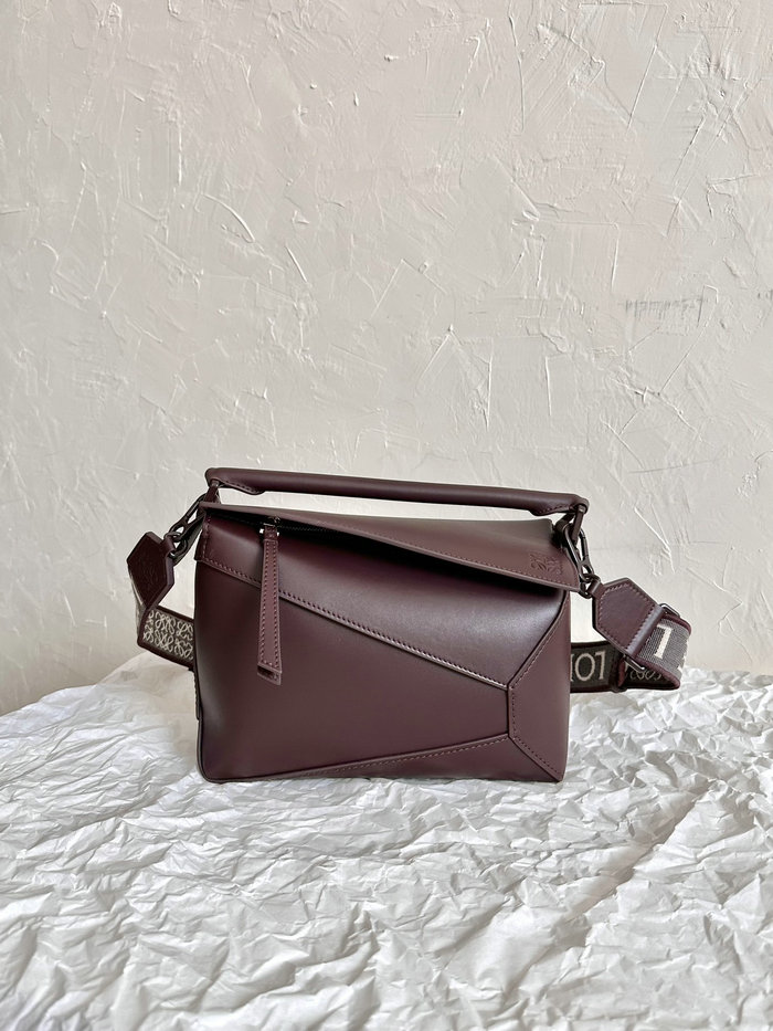 Loewe Small Puzzle Edge Leather Bag Burgundy L02231
