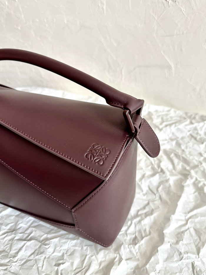 Loewe Small Puzzle Edge Leather Bag Burgundy L02231