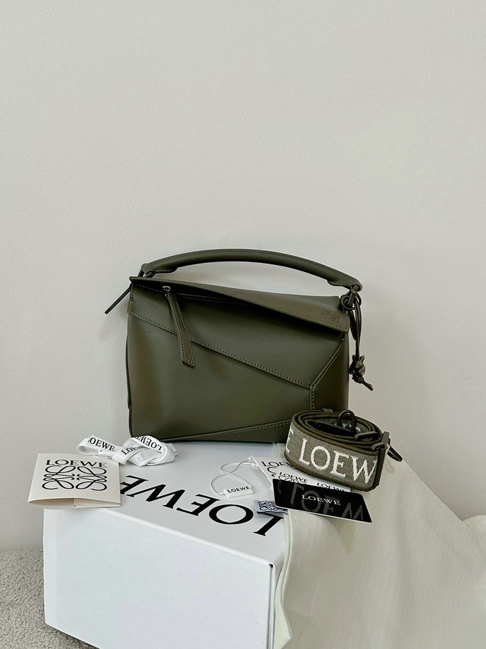 Loewe Small Puzzle Edge Leather Bag Green L02231