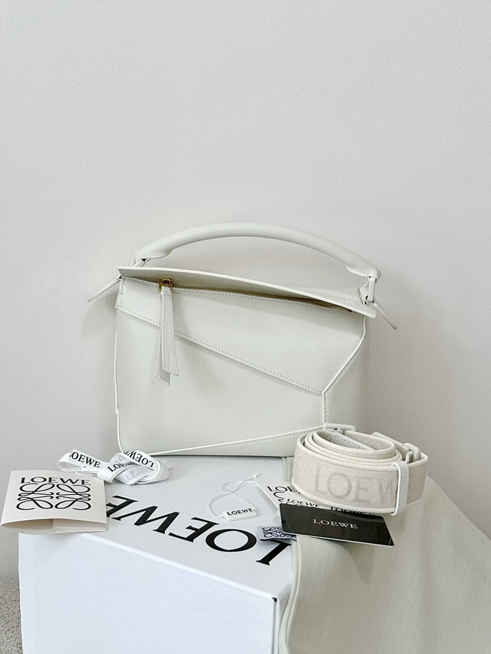 Loewe Small Puzzle Edge Leather Bag White L02231