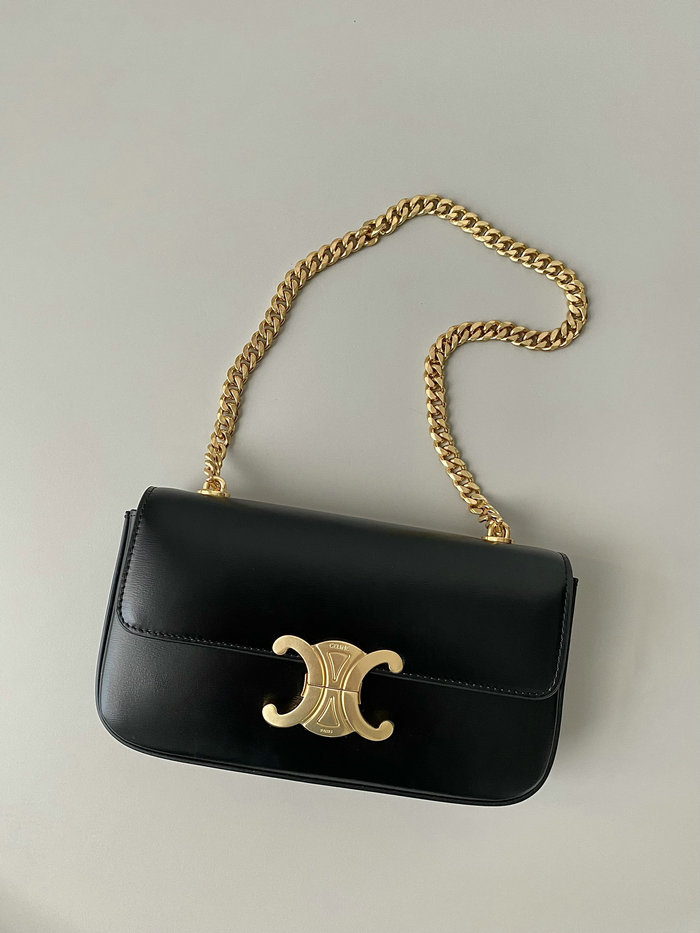 Celine Chain Shoulder Bag Triomphe Black C35027