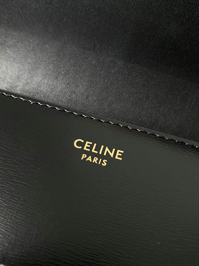 Celine Chain Shoulder Bag Triomphe Black C35027