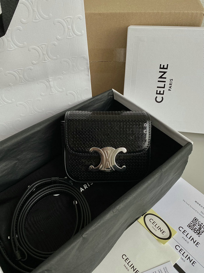 Celine Mini Triomphe in Sequins and Calfskin C35021