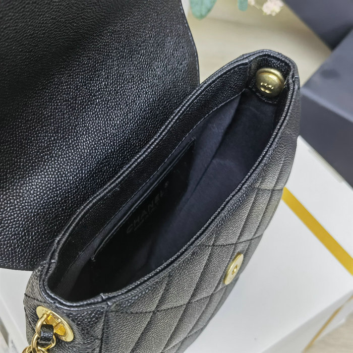 Chanel Grained Calfskin Flap Bag Black AS3876