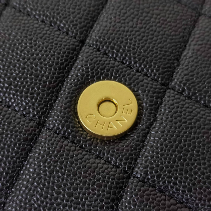 Chanel Grained Calfskin Flap Bag Black AS3876