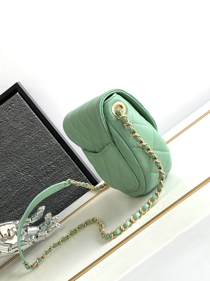 Chanel Grained Calfskin Flap Bag Green AS3876