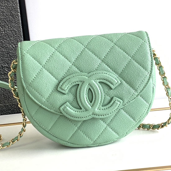 Chanel Grained Calfskin Flap Bag Green AS3876