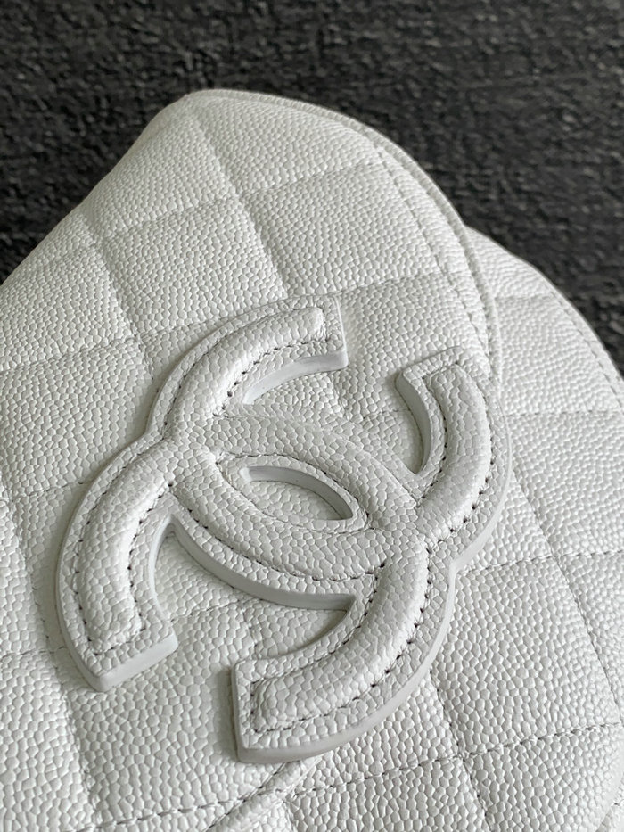 Chanel Grained Calfskin Flap Bag White AS3876