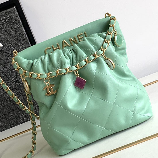 Chanel Small Bucket Bag Green AS3793