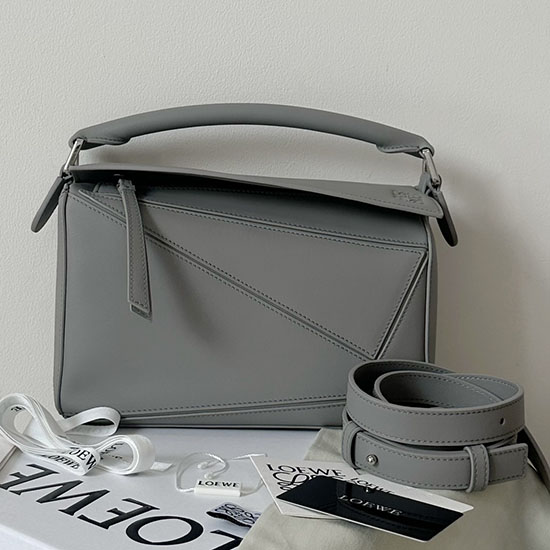 Loewe Small Puzzle Edge Leather Bag Grey L02231