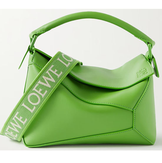 Loewe Small Puzzle Edge Leather Bag Lime green L02231