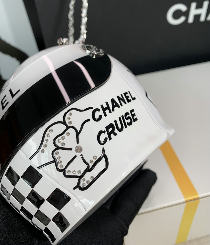 Chanel Helmet Minaudiere White AS3774