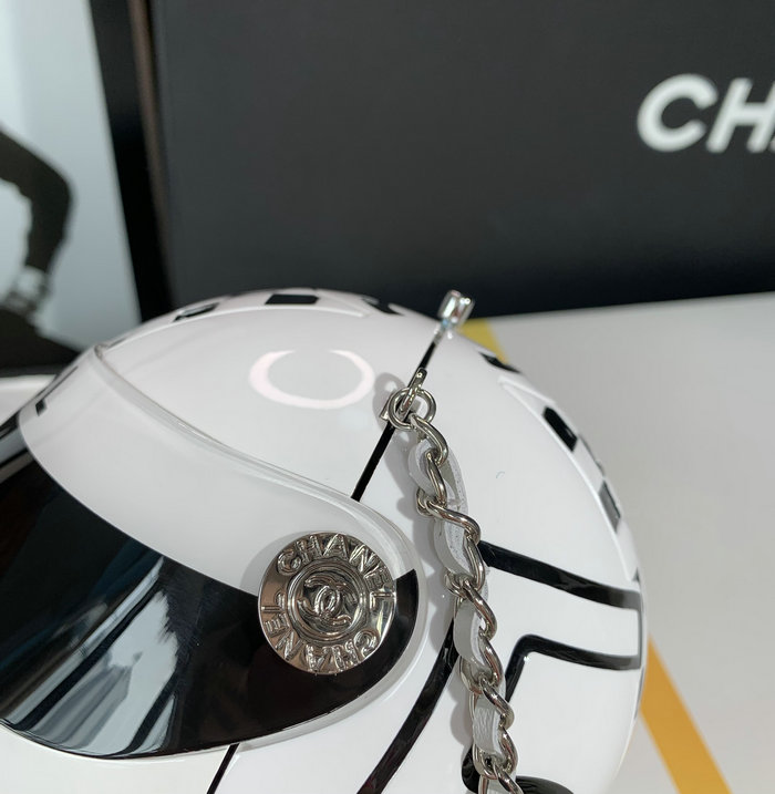 Chanel Helmet Minaudiere White AS3774