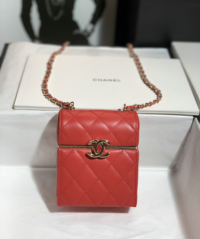 Chanel Small CC Box Bag with Chain Red AS03241