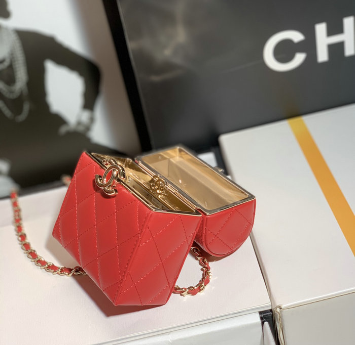 Chanel Small CC Box Bag with Chain Red AS03241