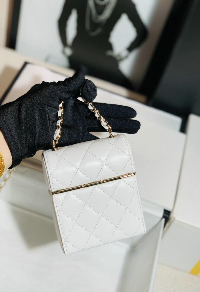 Chanel Small CC Box Bag with Chain White AS03241