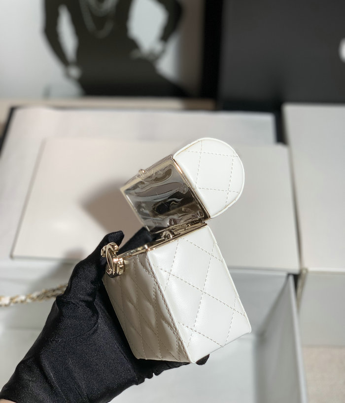 Chanel Small CC Box Bag with Chain White AS03241