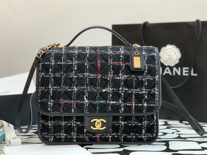 Chanel Tweed Large Backpack Black AS3662