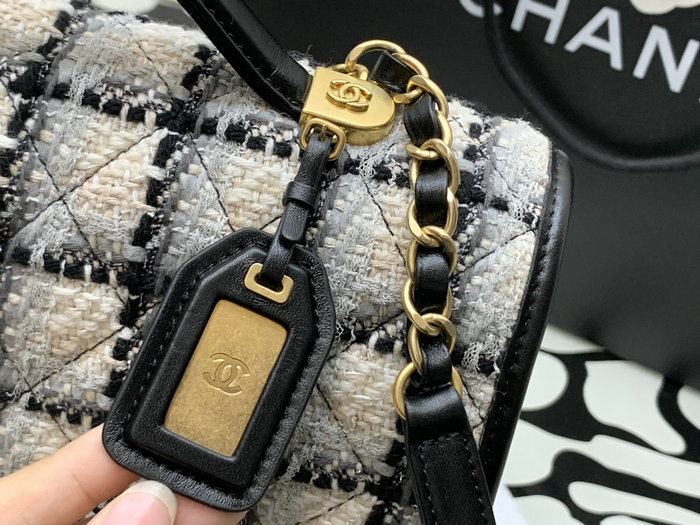 Chanel Tweed Large Backpack White AS3662