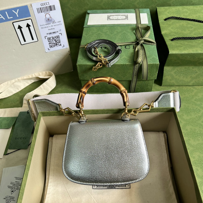 Gucci Bamboo 1947 mini top handle bag Silver 686864