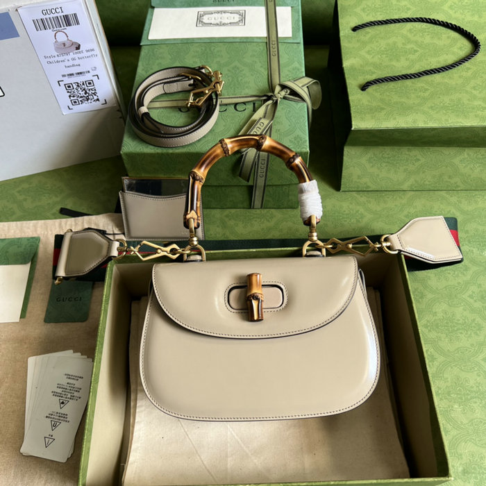 Gucci Small top handle bag with Bamboo Oatmeal 675797