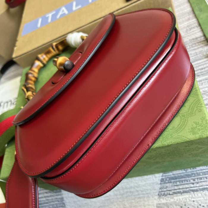 Gucci Small top handle bag with Bamboo Red 675797