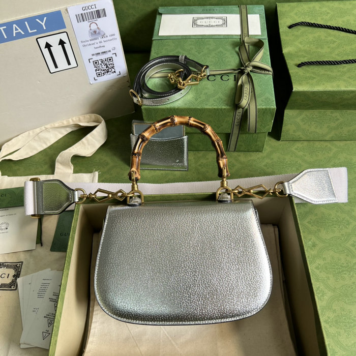 Gucci Small top handle bag with Bamboo Silver 675797
