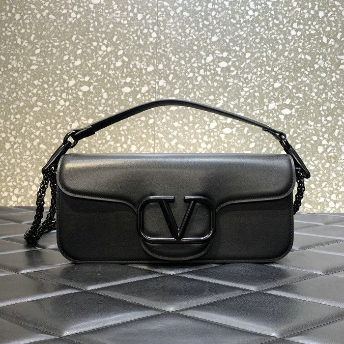 Valentino Loco Calfskin Shoulder Bag Black V6031