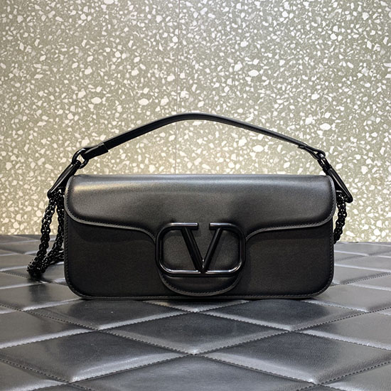 Valentino Loco Calfskin Shoulder Bag Black V6031