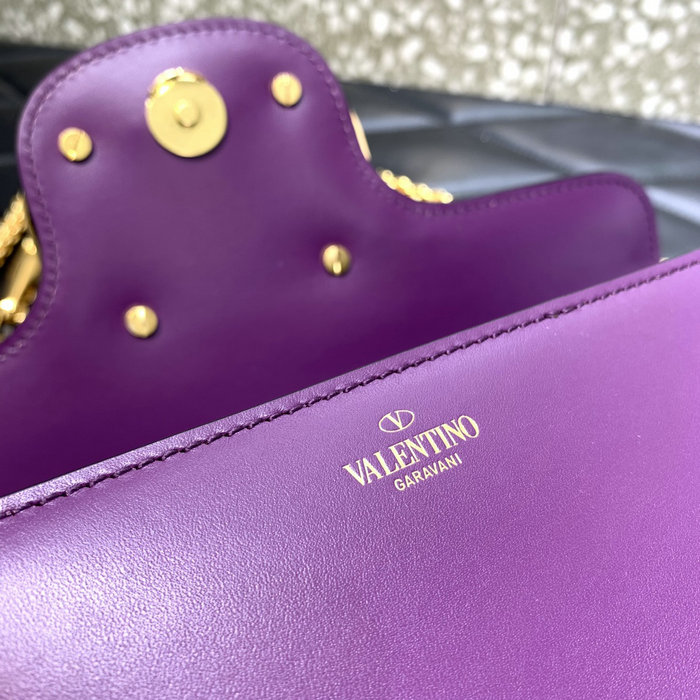 Valentino Loco Calfskin Shoulder Bag Purple V6031