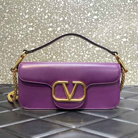 Valentino Loco Calfskin Shoulder Bag Purple V6031