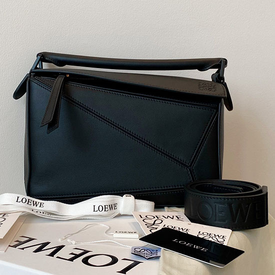 Loewe Small Puzzle Edge Leather Bag Black L51021