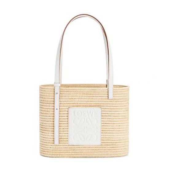 Loewe Small Raffia Basket Bag White L10112