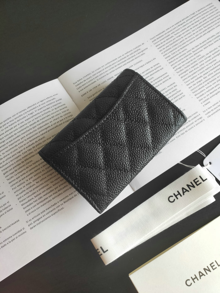 Chanel Caviar Small Wallet Black with Gold AP0214