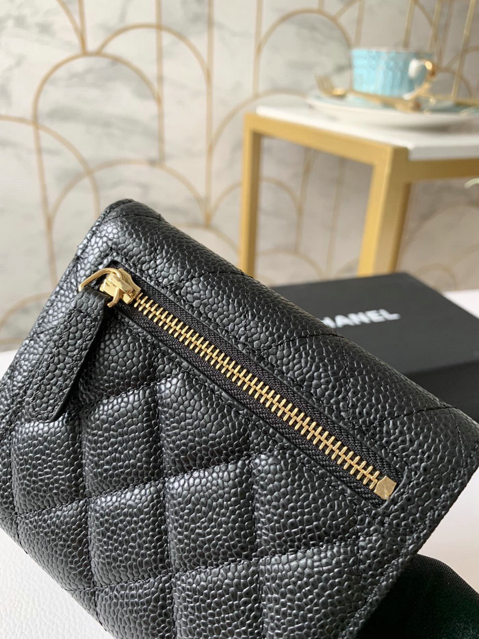 Chanel Caviar Small wallet Black with Gold AP31528