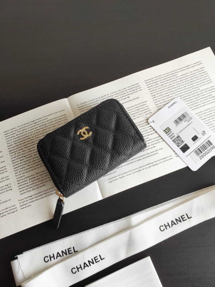 Chanel Caviar Zippy Coin Purse Black with Gold A84511