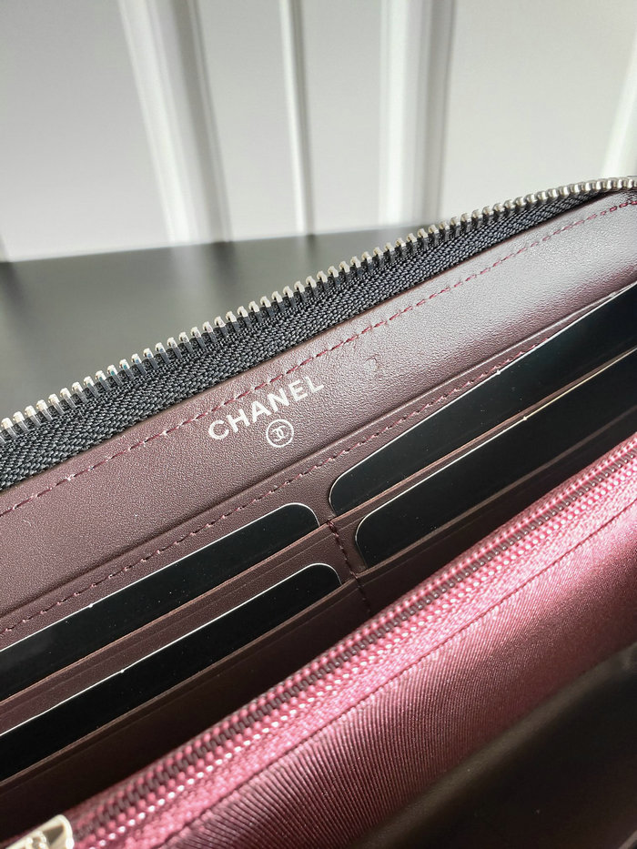 Chanel Grained Calfskin Classic Long Zipped Wallet AP0242
