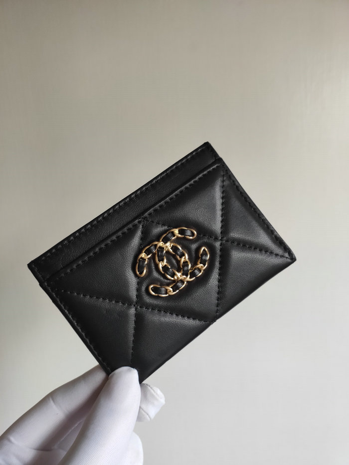 Chanel Lambskin Card Holder Black AP1167