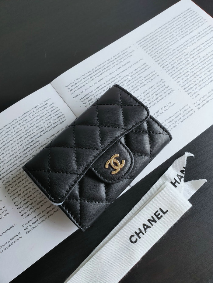 Chanel Lambskin Small Wallet Black AP0214