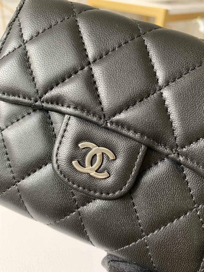 Chanel Lambskin Small wallet Black with Silver AP31528