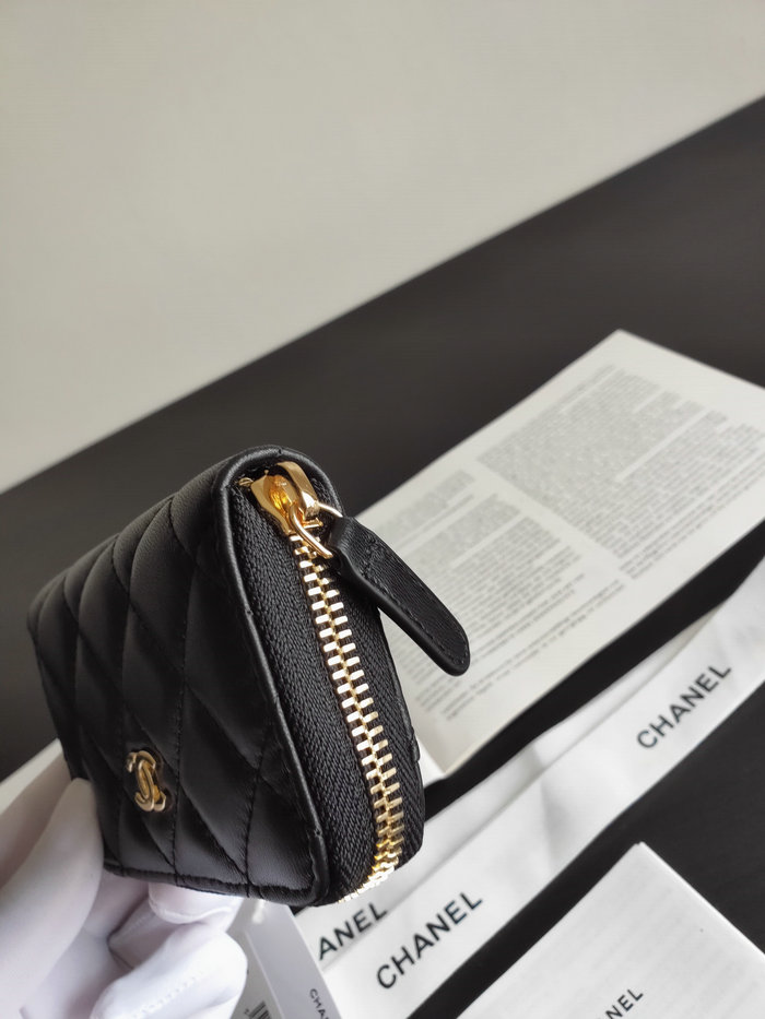 Chanel Lambskin Zippy Coin Purse Black with Gold A84511