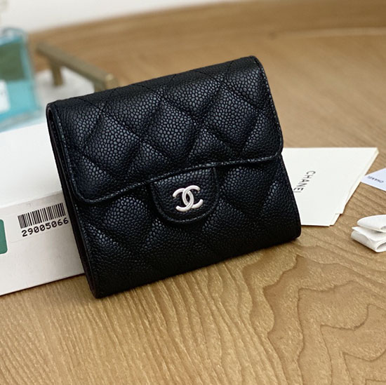 Chanel Small wallet Black with Silver AP81528
