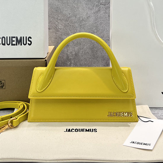 Jacquemus Calfskin Le Chiquito Long Handbag Yellow J2053