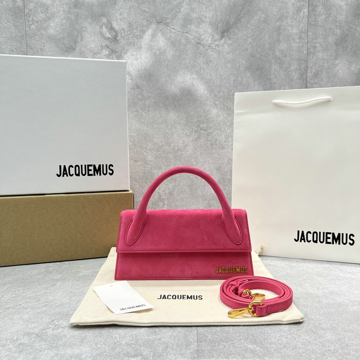 Jacquemus Suede Le Chiquito Long Handbag Pink J2053