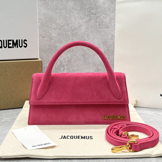 Jacquemus Suede Le Chiquito Long Handbag Pink J2053