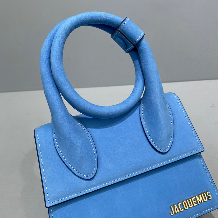 Jacquemus Suede Le Chiquito Noeud Coiled Handbag Blue J2023