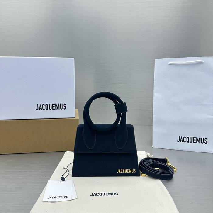 Jacquemus Suede Le Chiquito Noeud Coiled Handbag Navy J2023