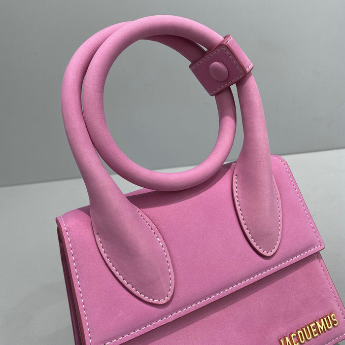Jacquemus Suede Le Chiquito Noeud Coiled Handbag Pink J2023