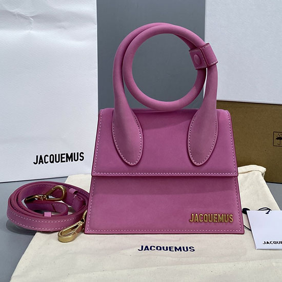 Jacquemus Suede Le Chiquito Noeud Coiled Handbag Pink J2023